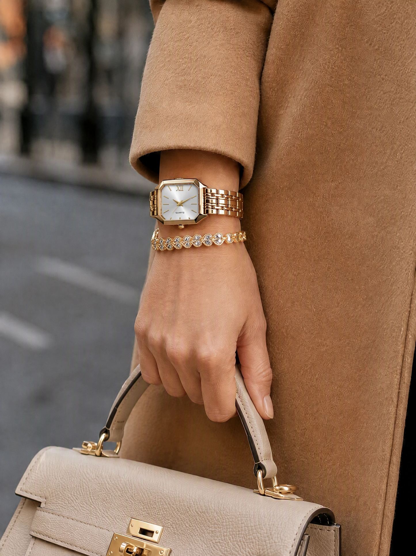 The Emerald Watch & Bracelet Set — White Dial