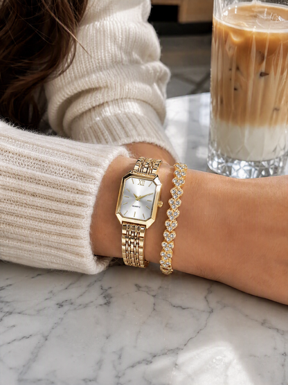 The Emerald Watch & Bracelet Set — White Dial