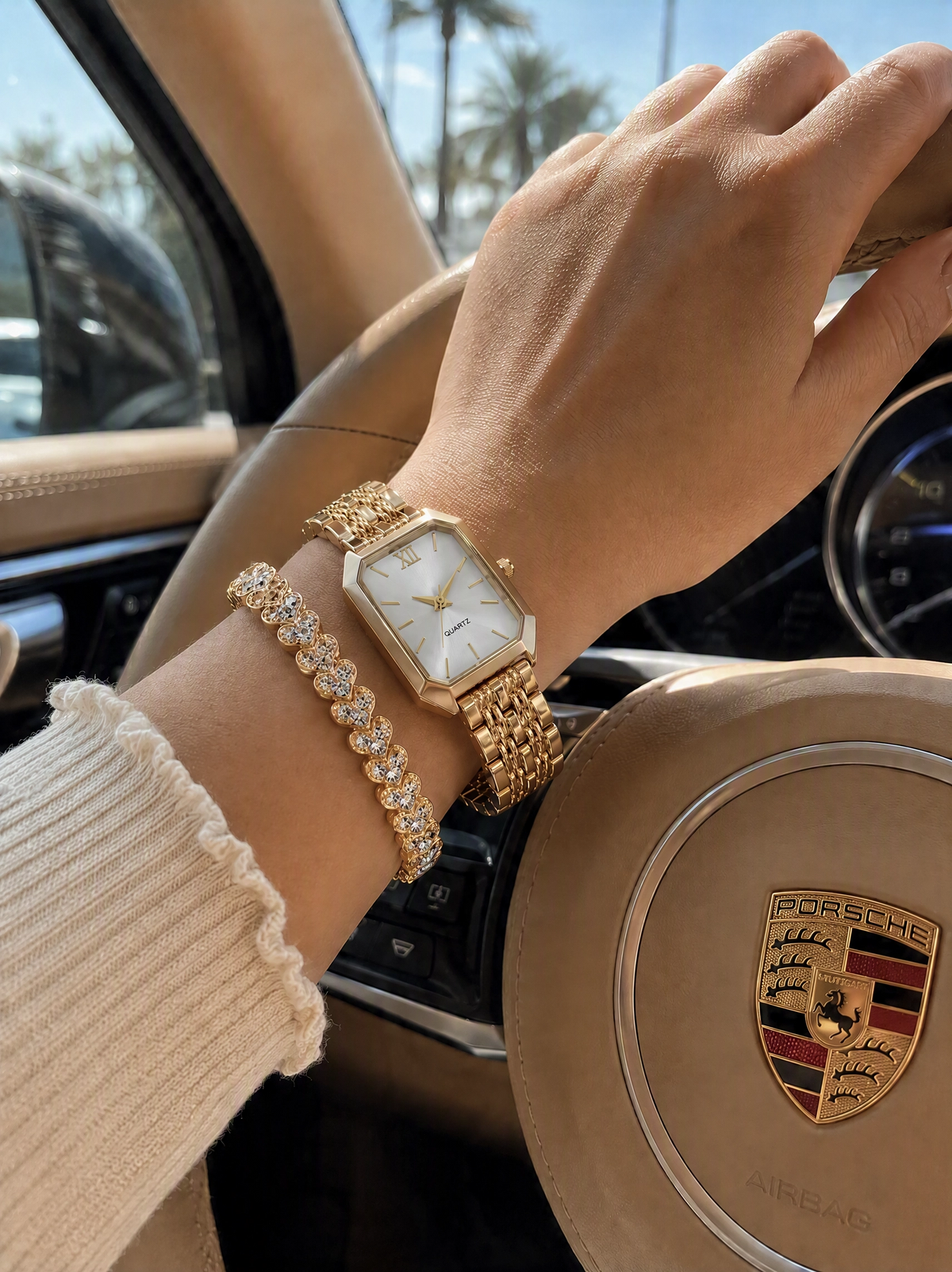 The Emerald Watch & Bracelet Set — White Dial