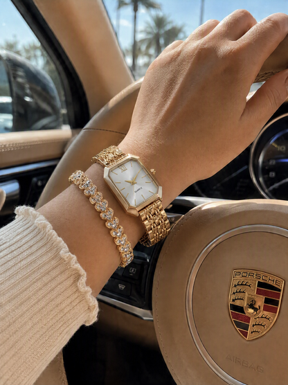 The Emerald Watch & Bracelet Set — White Dial