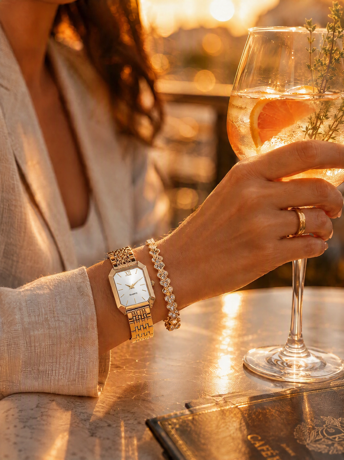 The Emerald Watch & Bracelet Set — White Dial