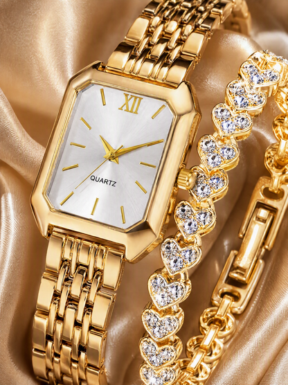 The Emerald Watch & Bracelet Set — White Dial