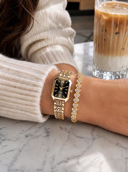 The Emerald Watch & Bracelet Set — Black Dial