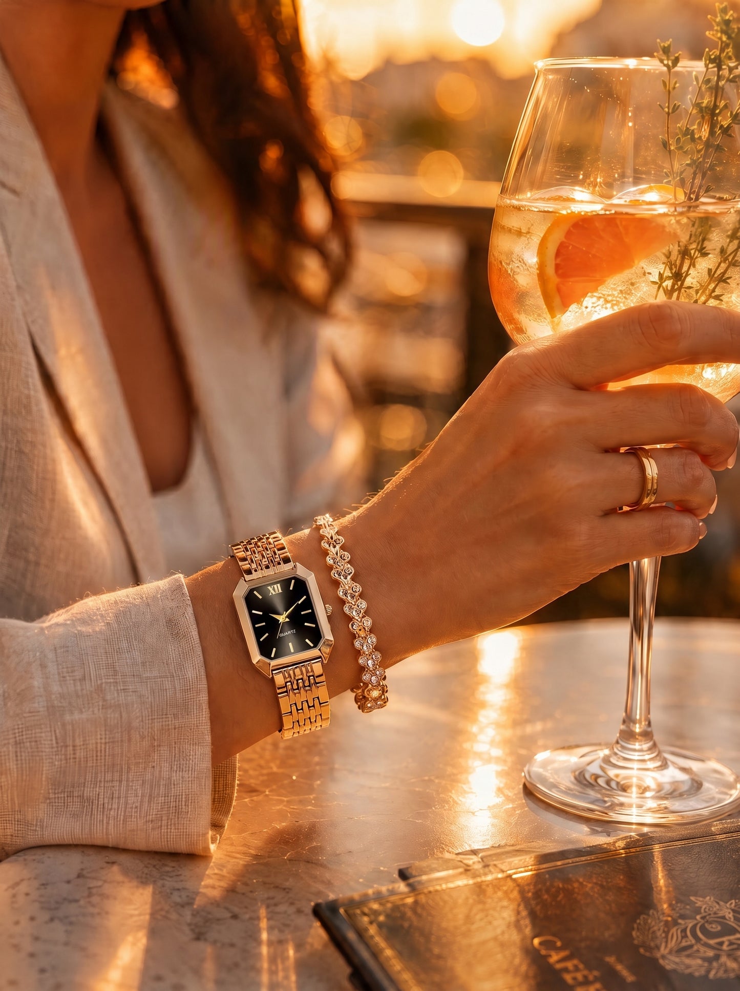 The Emerald Watch & Bracelet Set — Black Dial